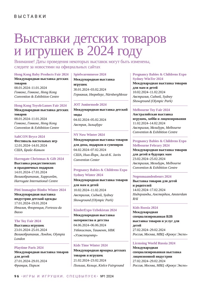 Выставки детских товаров и игрушек в 2024 году