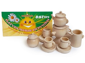 Деревянный набор "Чайный сервиз с самоваром", бренд RNToys