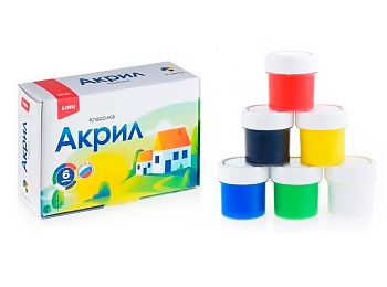 Набор красок художественных акриловых  "Классика", 6 цветов, бренд LORI