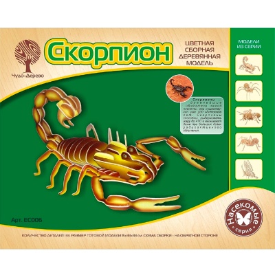 Сборная деревянная модель «Скорпион» ЕС006 цветной, Чудо-дерево